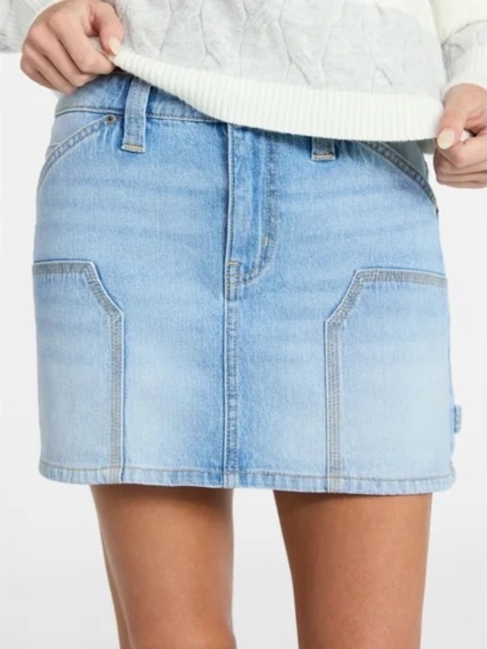 No Boundaries Denim Carpenter Micro Mini Skirt Size XL (16-18) Light Wash